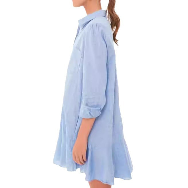 Out-Shine | Collar Buttons Down Ruffled Mini Dress