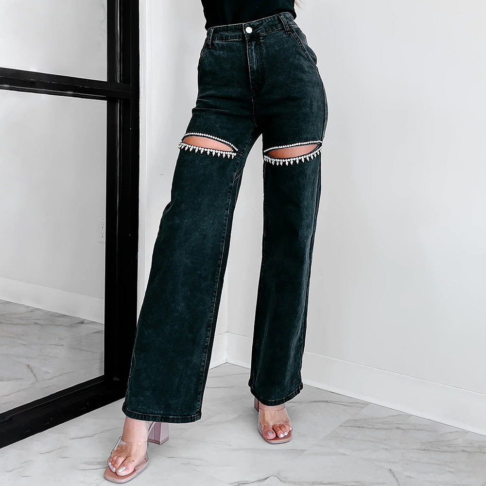 Out-Shine | Loose Ripped Straight Leg Women's Jeans