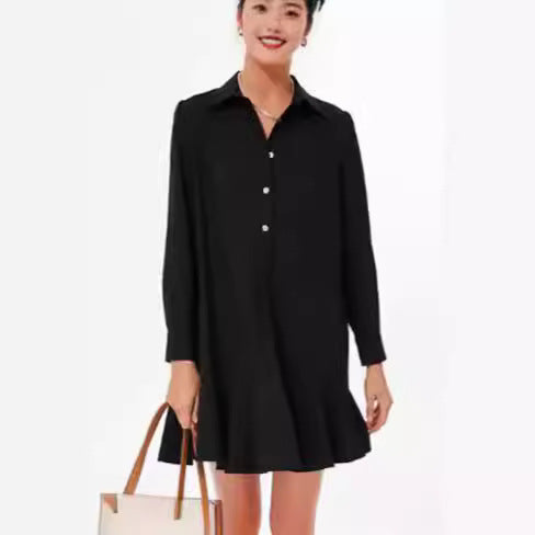 Out-Shine | Collar Buttons Down Ruffled Mini Dress