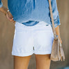 Out-Shine | Denim Shorts With Elastic Waist And Distressed Details