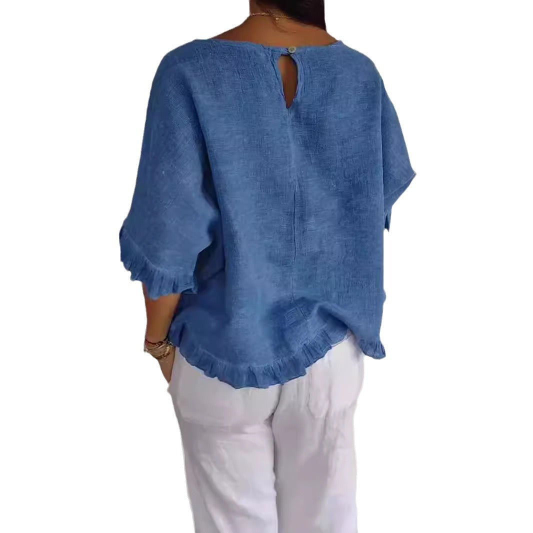 Deslumbra | Camiseta de manga corta con dobladillo con volantes