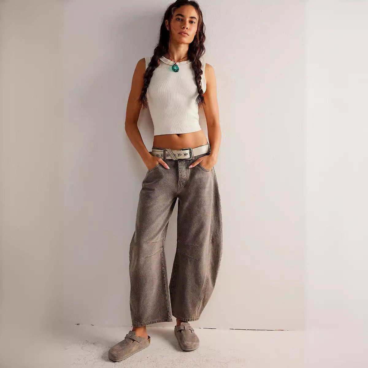 Deslumbra | Vaqueros vaqueros de pierna ancha con cintura alta 