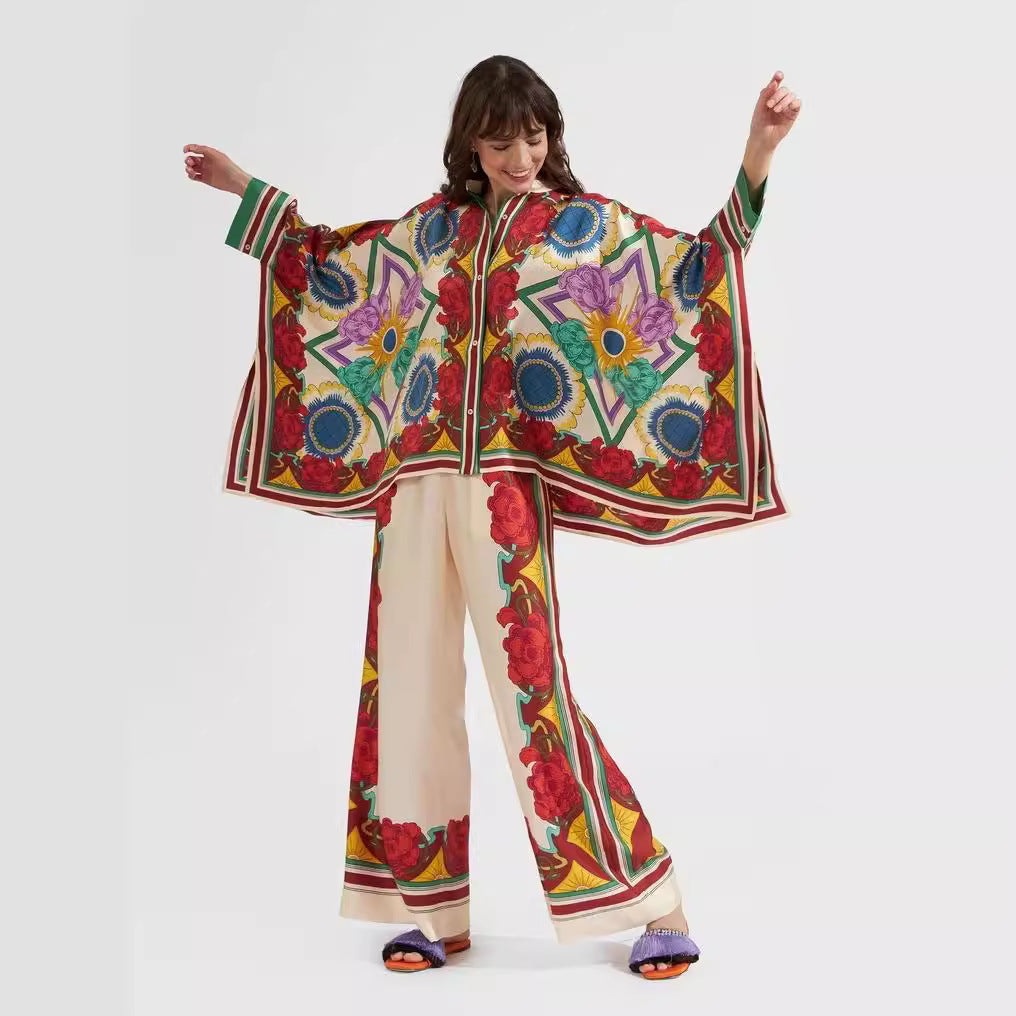 Deslumbra | Conjunto de blusa y pantalón con cuello alto 