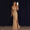 Out-Shine | Ladies Sleeveless Ball Gown With V-Neck And Leg Slit