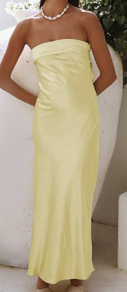 Out-Shine | Satin Hollow Backless Tube Top Dress