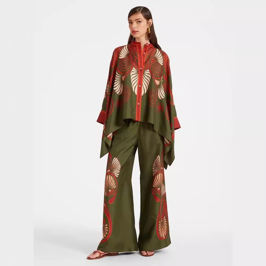 Deslumbra | Conjunto de blusa y pantalón con cuello alto 