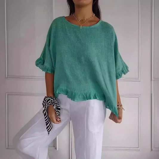 Out-Shine | Ruffle Hem Short Sleeve T Shirt