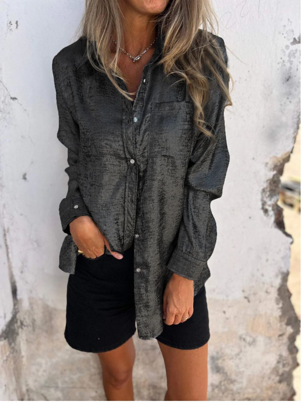 Out-Shine | Casual Suede Lapel Shirt