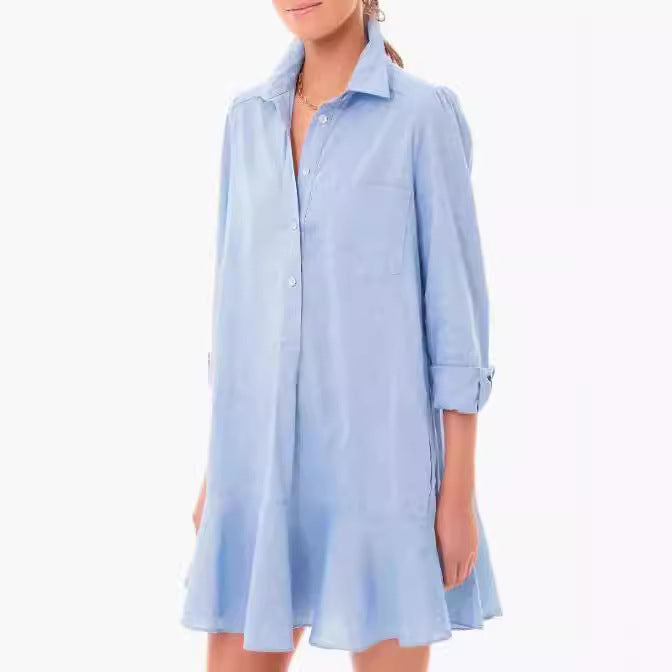 Out-Shine | Collar Buttons Down Ruffled Mini Dress