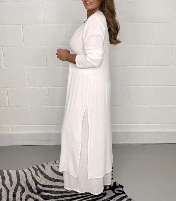 Deslumbra | Conjunto de top y pantalón largo con abertura 