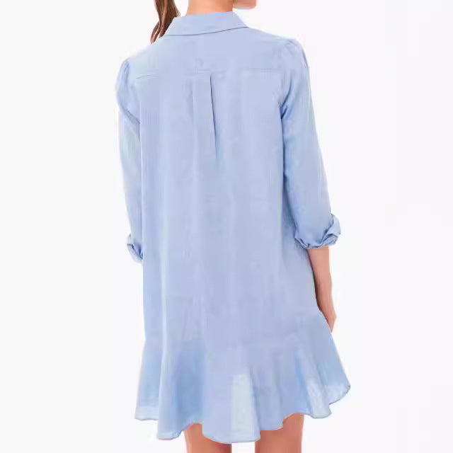 Out-Shine | Collar Buttons Down Ruffled Mini Dress