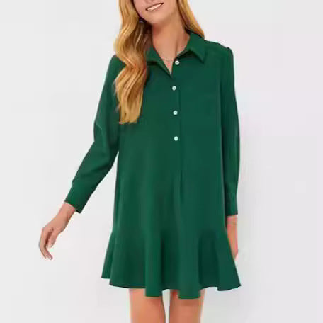 Out-Shine | Collar Buttons Down Ruffled Mini Dress