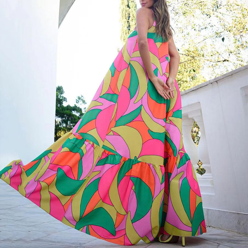 Out-Shine | Elegant Printed Open - Back Dress