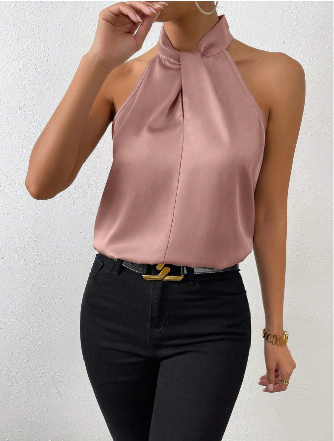 Deslumbra | Top de seda con cuello anudado para mujer