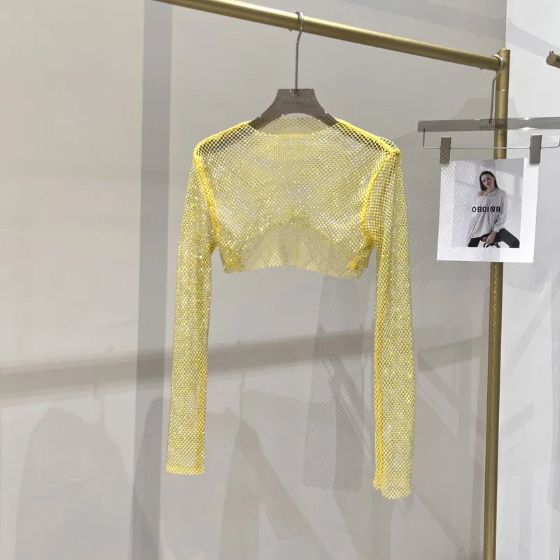 Deslumbra | Top de malla de manga larga