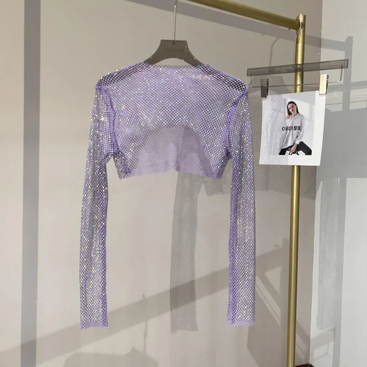 Deslumbra | Top de malla de manga larga