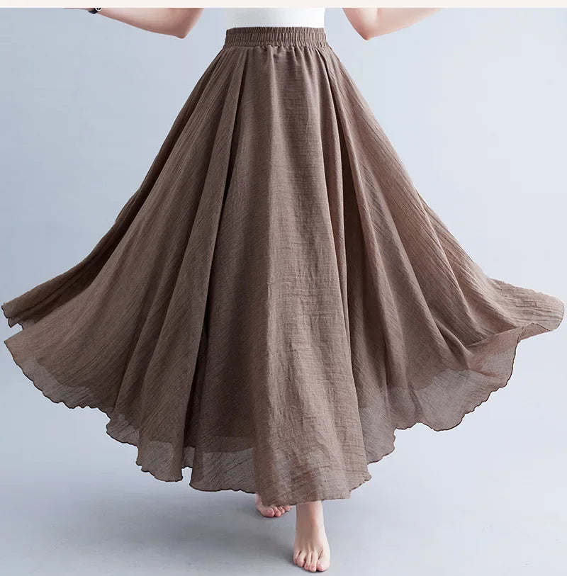Deslumbra | Falda maxi de algodón forrada para mujer, estilo Y2K elegante para la playa, vestido boho relajado con bajo largo, estilo Harajuku