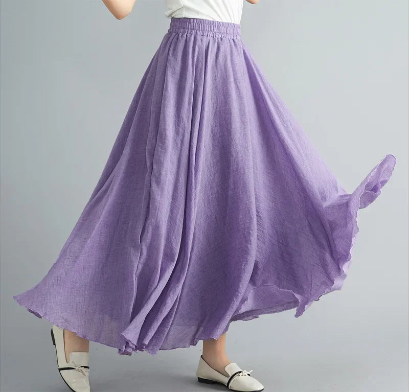 Deslumbra | Falda maxi de algodón forrada para mujer, estilo Y2K elegante para la playa, vestido boho relajado con bajo largo, estilo Harajuku