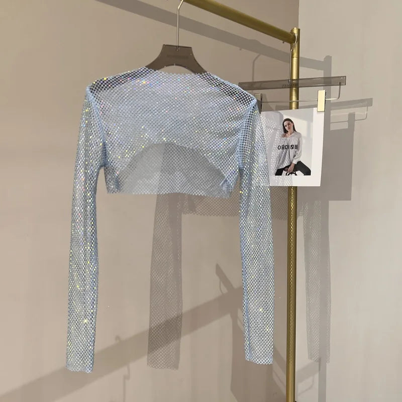 Deslumbra | Top de malla de manga larga