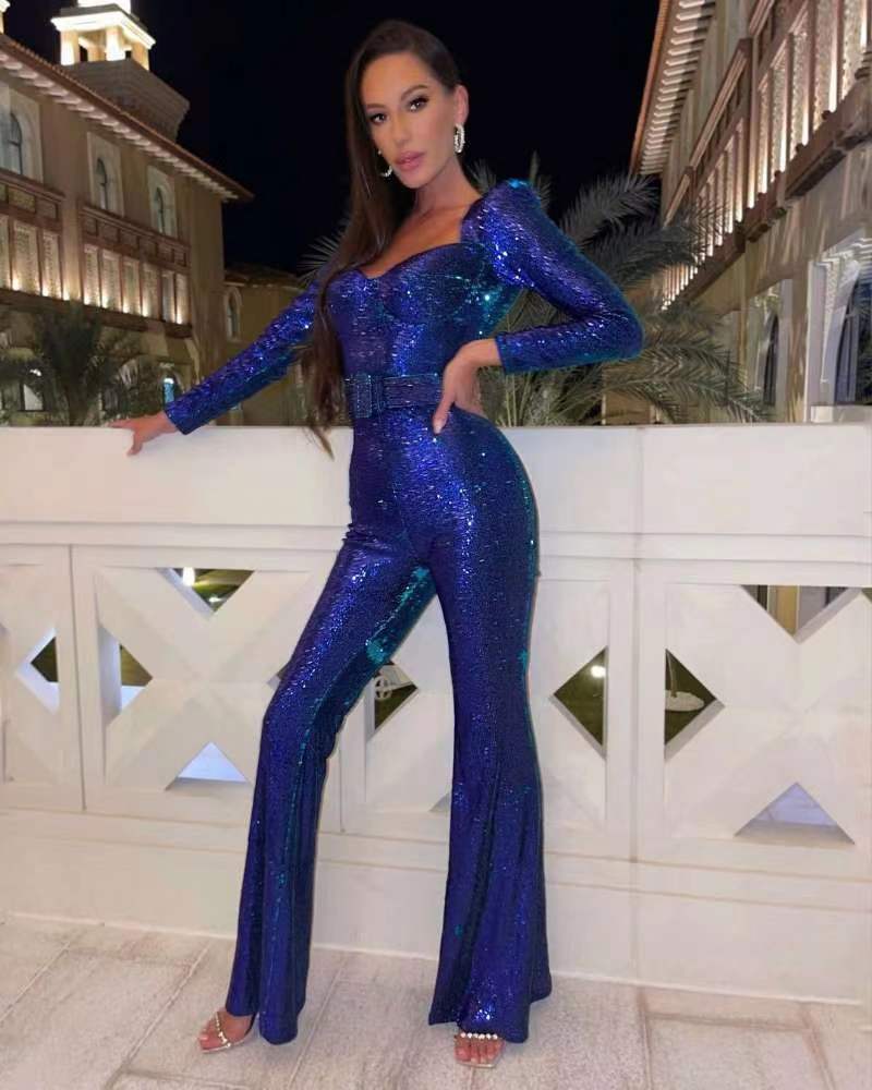 Out-Shine | Sequin Long Sleeve Jumpsuit For Women