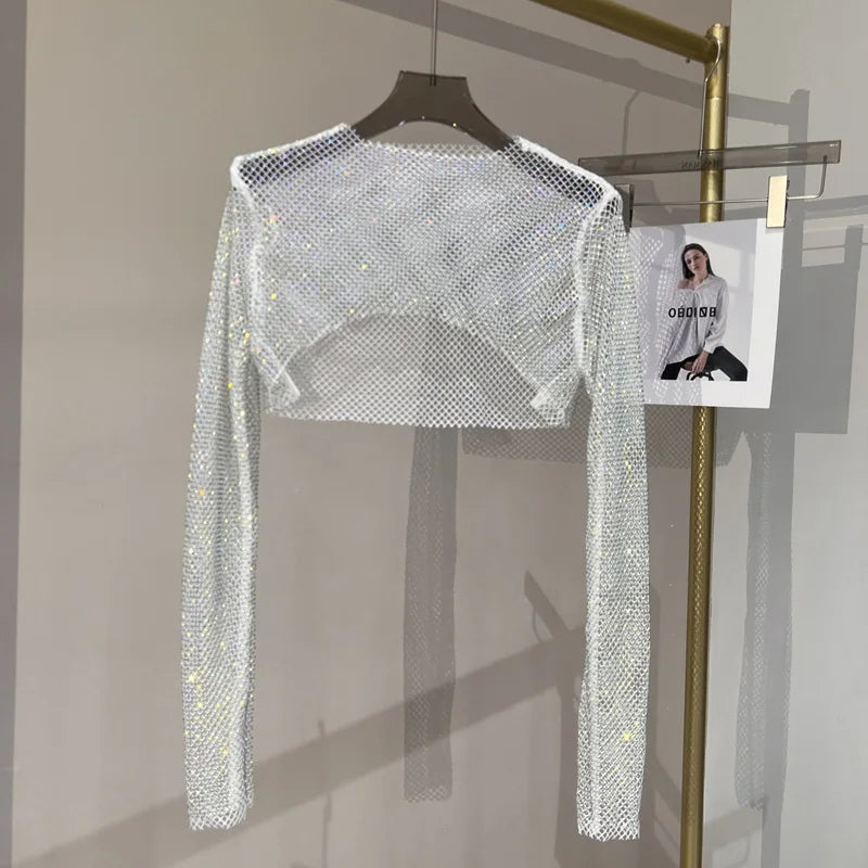 Deslumbra | Top de malla de manga larga