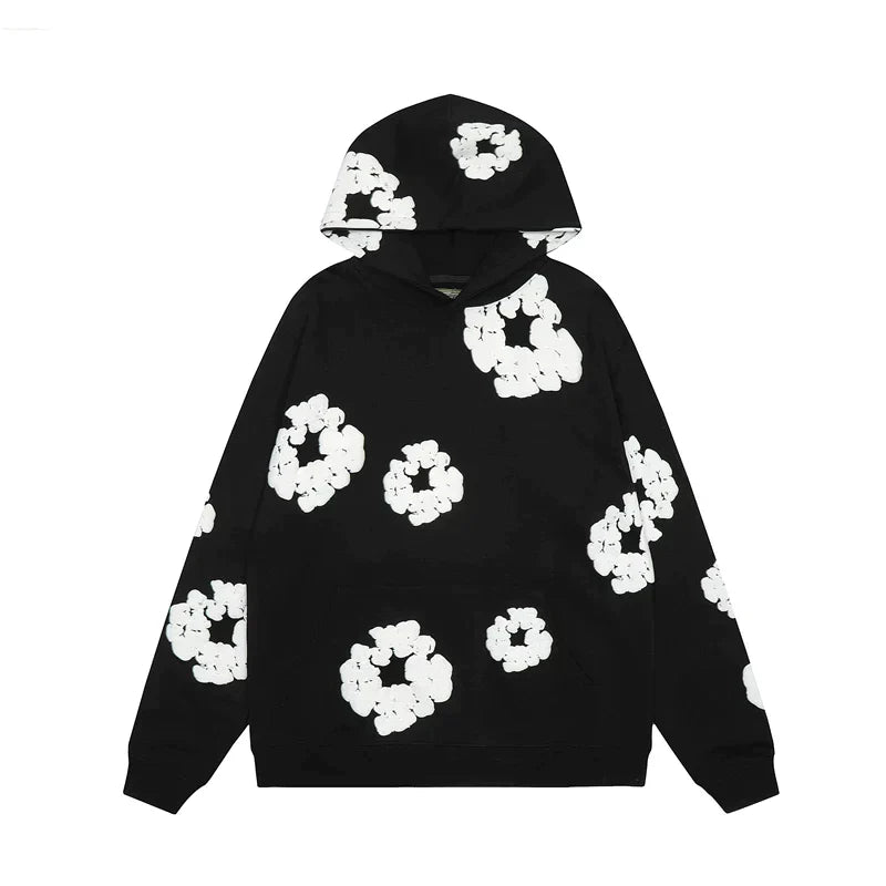 Out-Shine | Sudadera con capucha vaquera con estampado floral y capucha