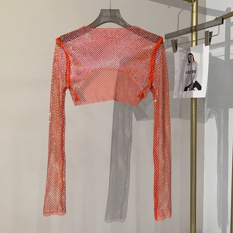 Deslumbra | Top de malla de manga larga