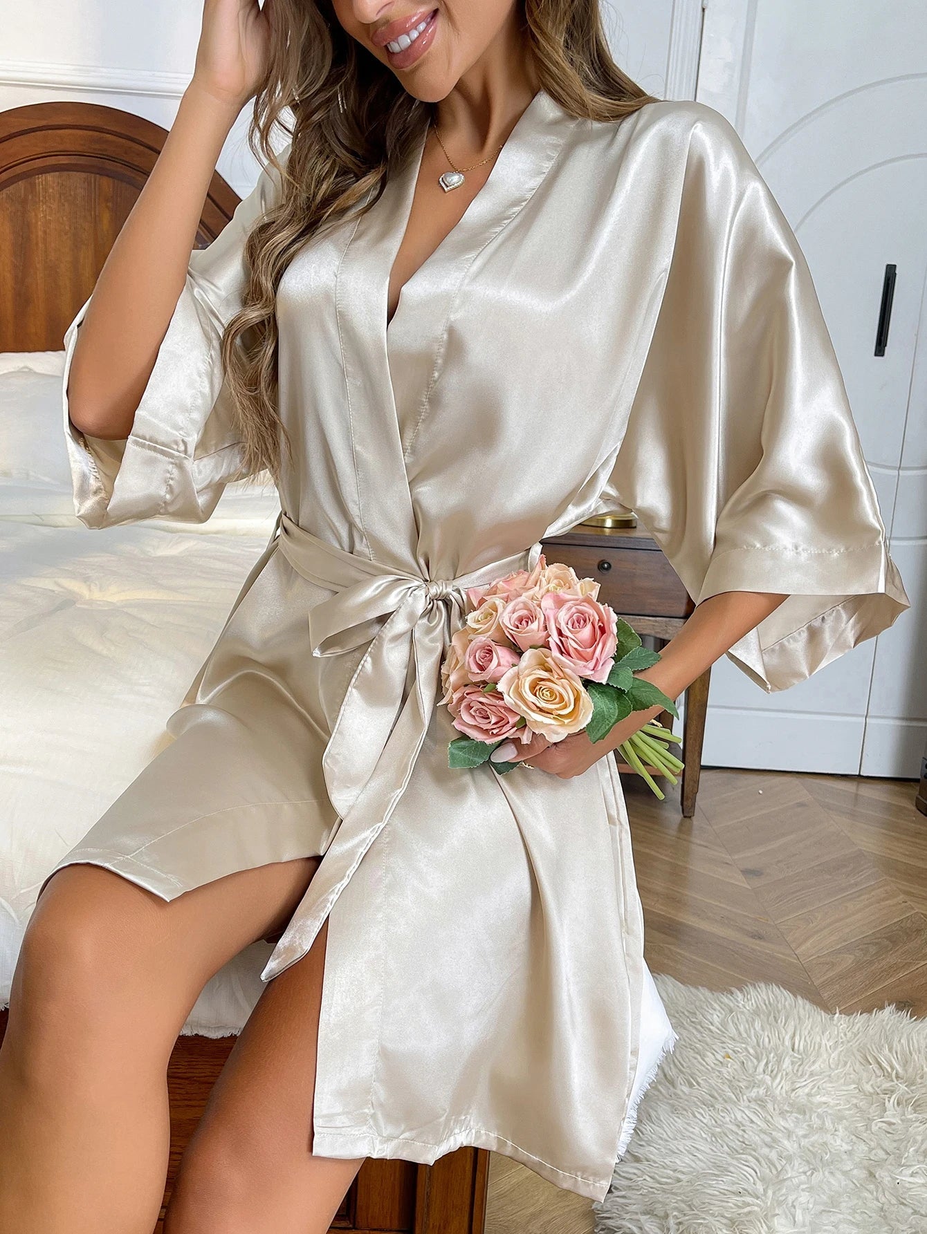 Out-Shine | Women's Satin Kimono: Elegant And Comfortable Relaxation