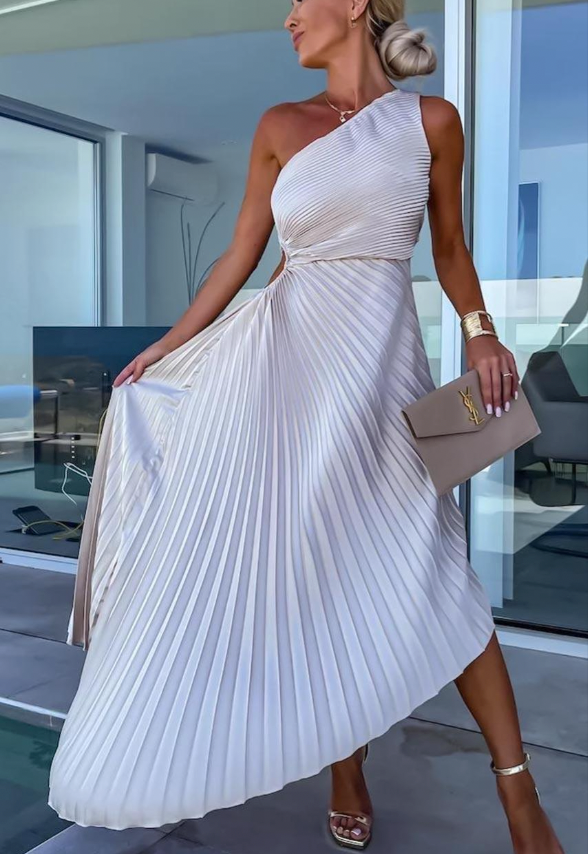 Out-Shine | Women's Elegant One Shoulder Dress Pleated