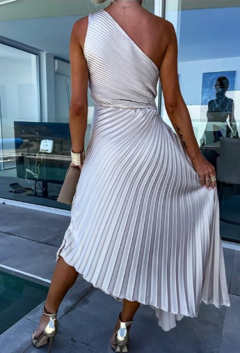 Out-Shine | Women's Elegant One Shoulder Dress Pleated