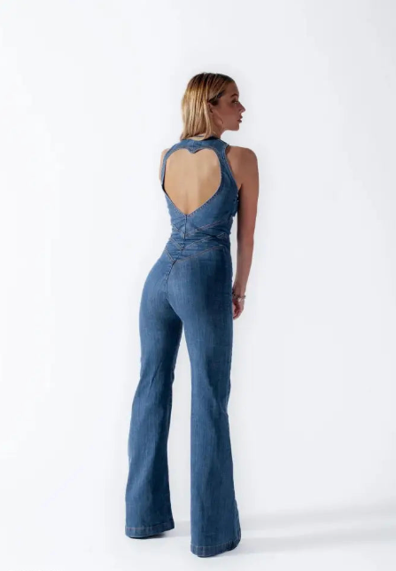 Out-Shine | Women's Stylish Denim Jumpsuit Backless