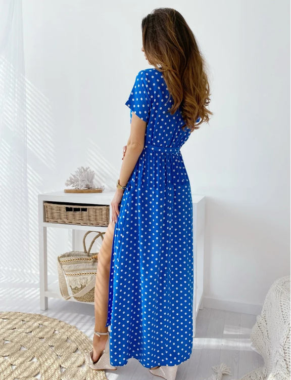 Out-Shine | Printed Polka Dot Casual Dress