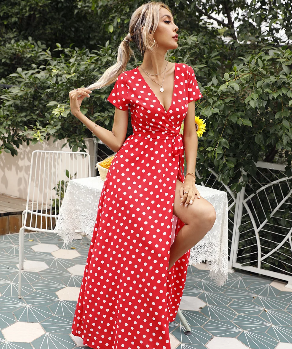 Out-Shine | Printed Polka Dot Casual Dress