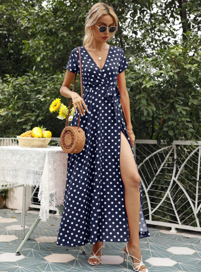 Out-Shine | Printed Polka Dot Casual Dress