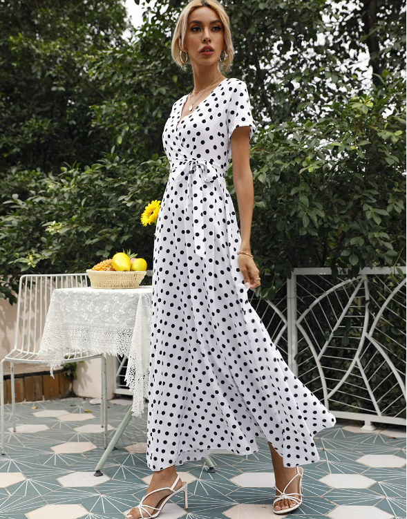 Out-Shine | Printed Polka Dot Casual Dress