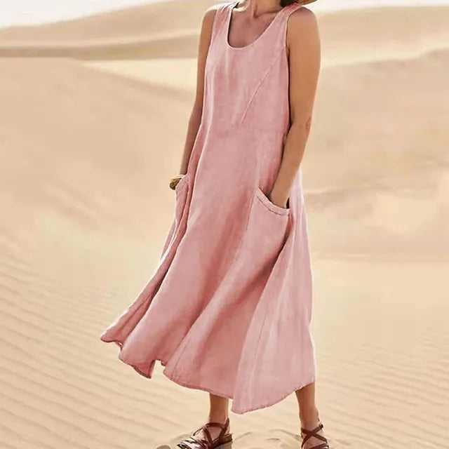 Out-Shine | Sleeveless Dress In Linen