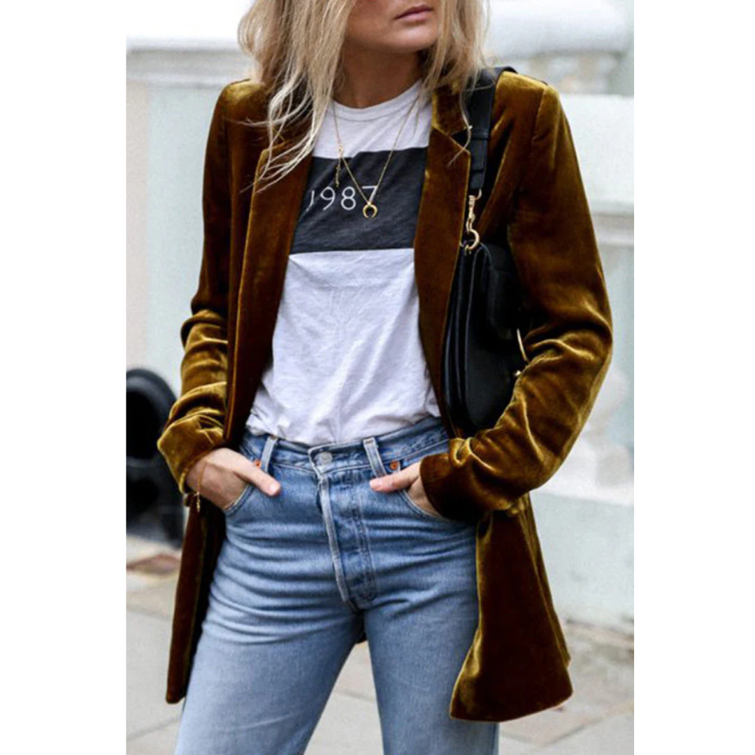 Out-Shine | Women's Velvet Long Coat Casual