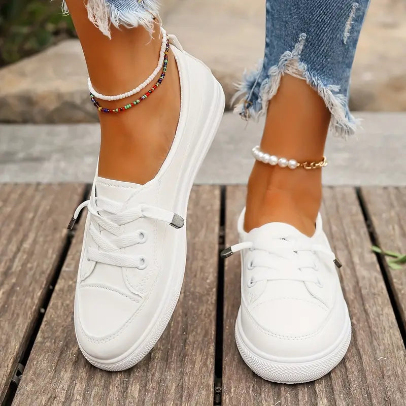 Brilla con luz propia | Zapatillas deportivas clásicas informales para mujer, blancas