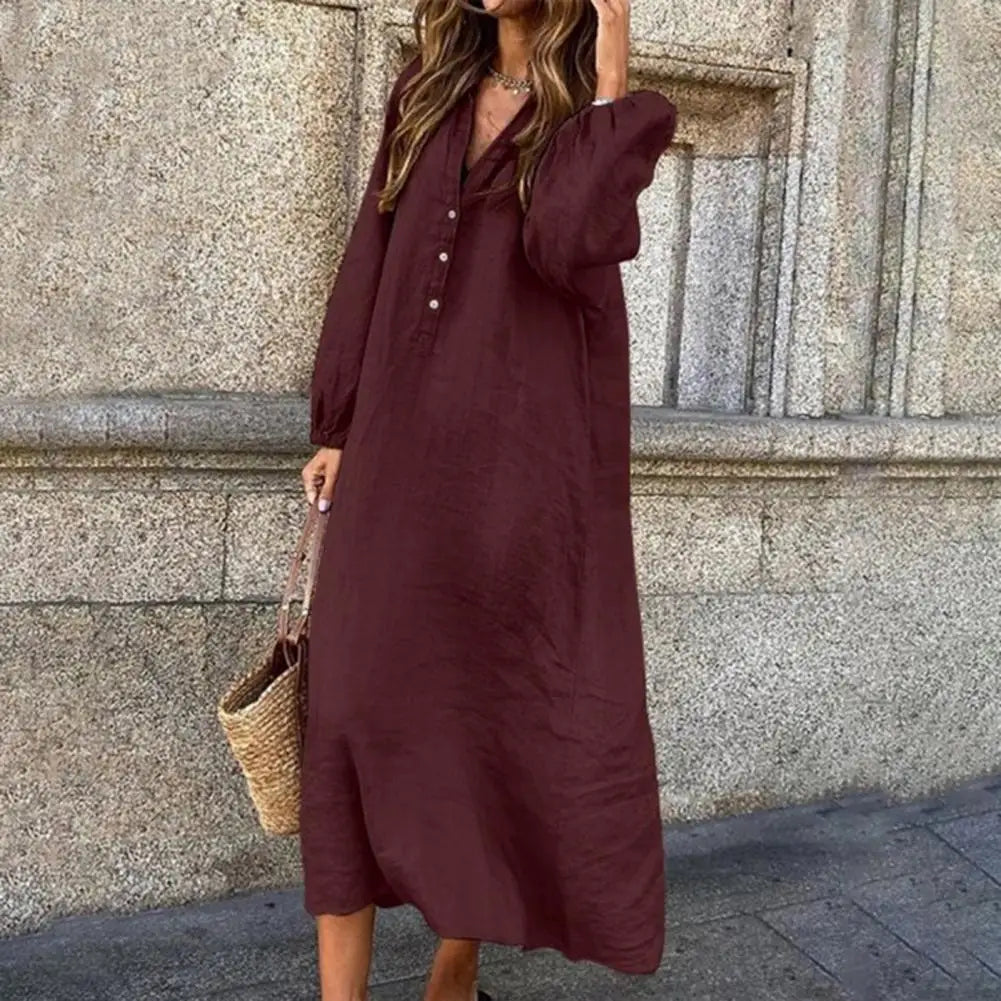 Out-Shine | Loose Fit Long Sleeve Midi Dress