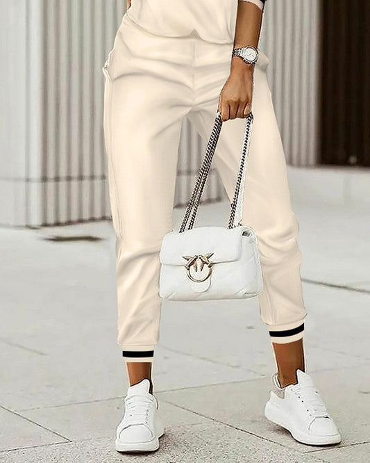 Out-Shine | Commuter Top Printed Trousers Zipper Fashion Suit