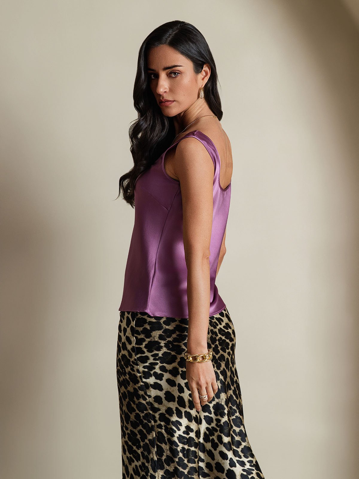 Deslumbra | Top de tirantes de seda con escote redondo