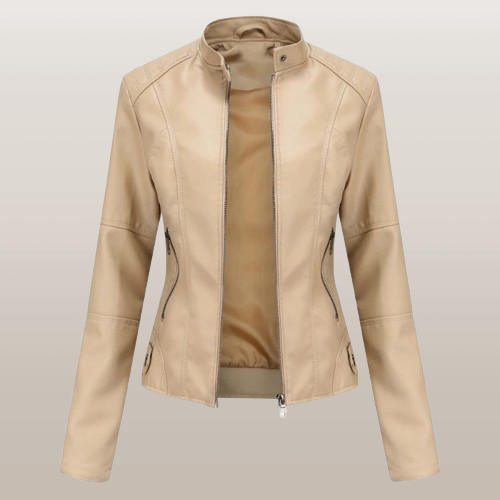 Out-Shine | Women's black leather jacket with zipper