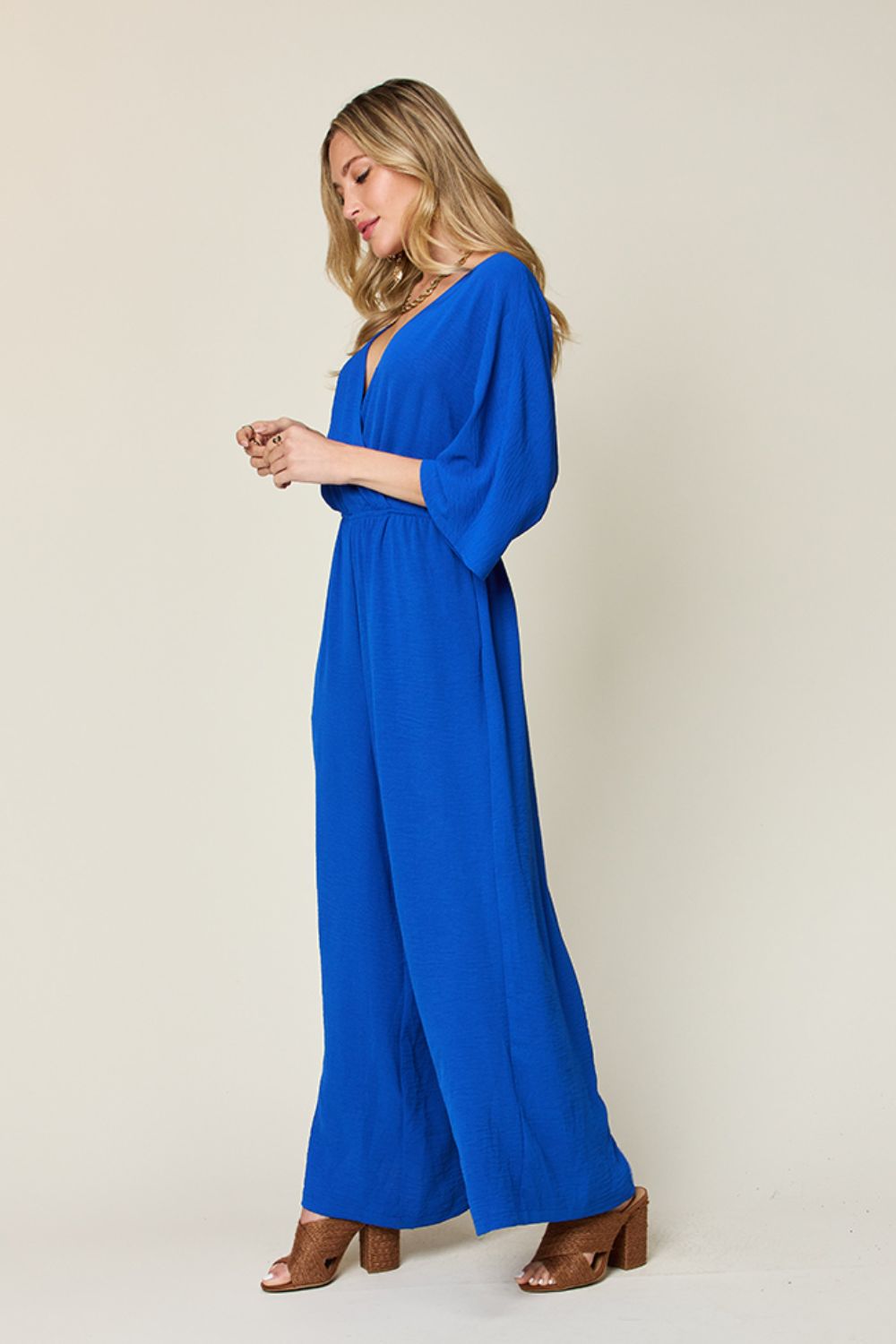 Out-Shine | Double Take Full Size Half Sleeve Wide Leg Jumpsuit
