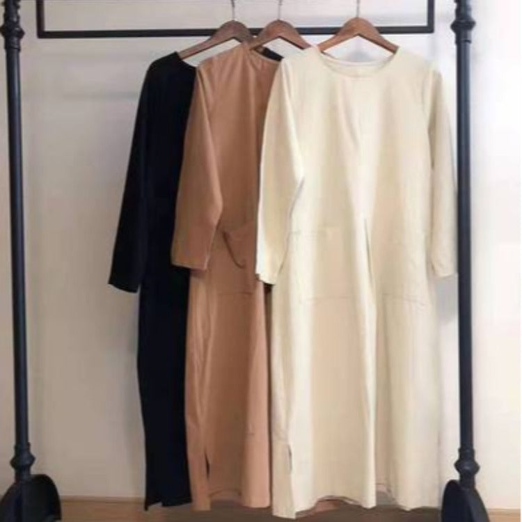 Deslumbra | Vestido largo holgado de estilo coreano en algodón y lino para mujer