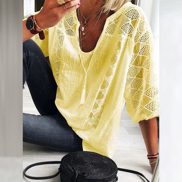 Out-Shine | Casual Cotton and Linen Tunic Blouse for Women