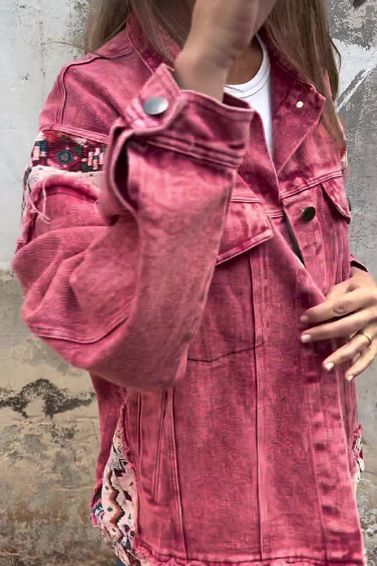 Out-Shine | Patchwork Loose Pocket Denim Jacket