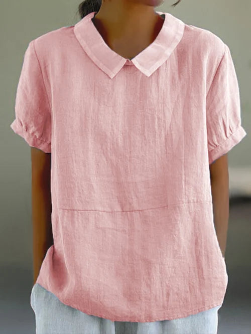 Out-Shine | Cotton and linen solid color shirt