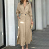 Out-Shine | Elegant Tied Solid Color Waisted Long-Sleeved Shirt Dress