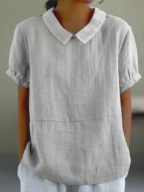 Out-Shine | Cotton and linen solid color shirt