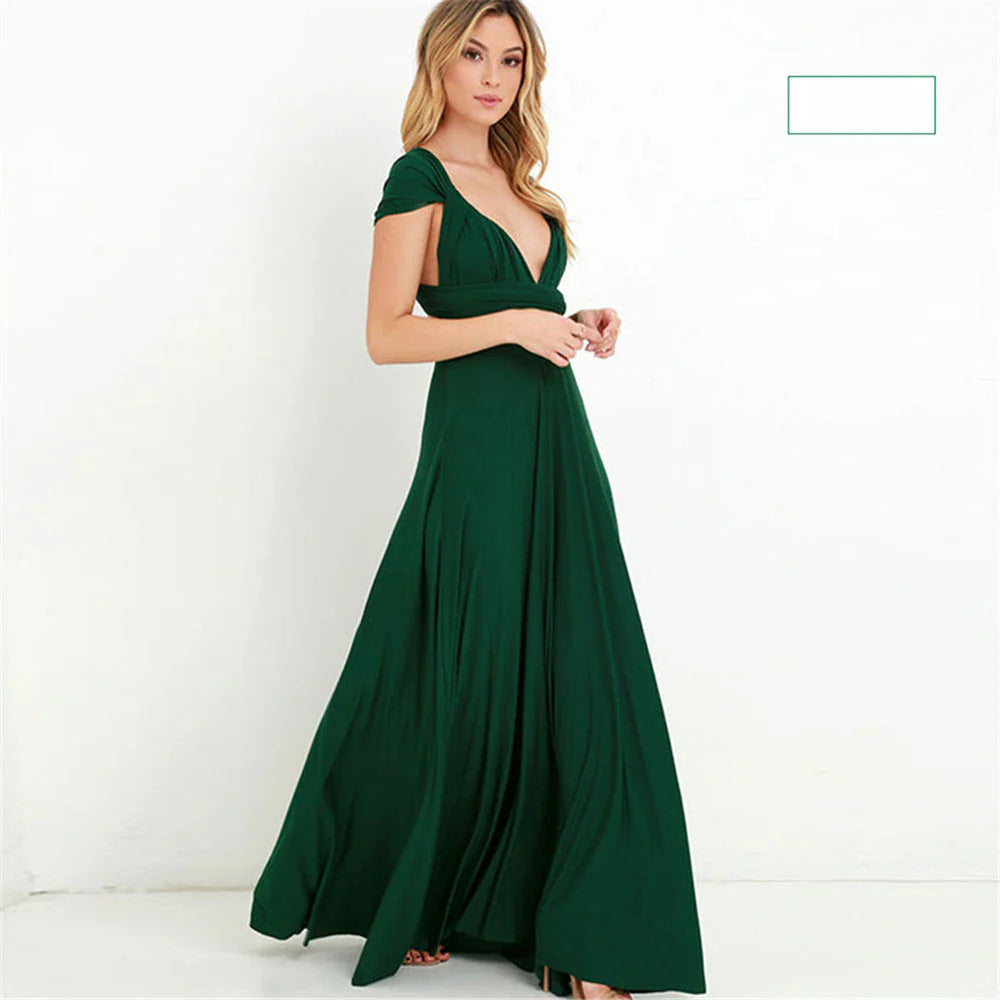 Deslumbra | Vestido maxi bohemio convertible multiusos para mujer 